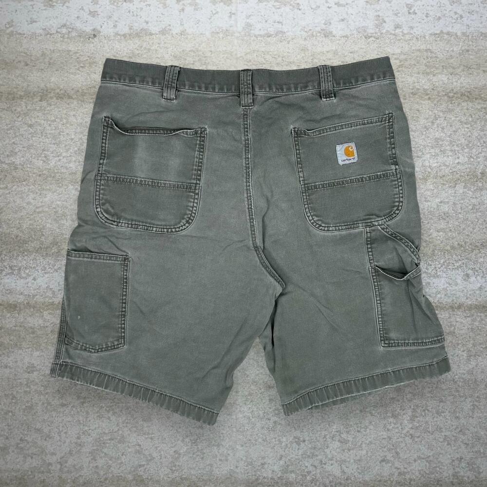 Vintage 90s Carhartt Carpenter Shorts 38x10 Relaxed Sage Green Canvas Dungarees